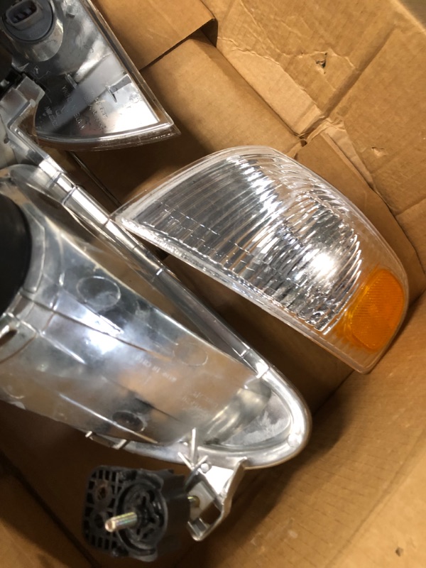 Photo 2 of DWVO Headlight Assembly Compatible with 1998 1999 2000 Corolla Headlamps Replacement Chrome Housing with Signal Lights