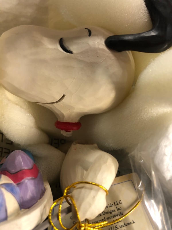 Photo 2 of **HEAD IS SNAPPED OFF**Enesco Jim Shore Peanuts Snoopy and Woodstock Easter Wheelbarrow Figurine, 5.75 Inch, Multicolor