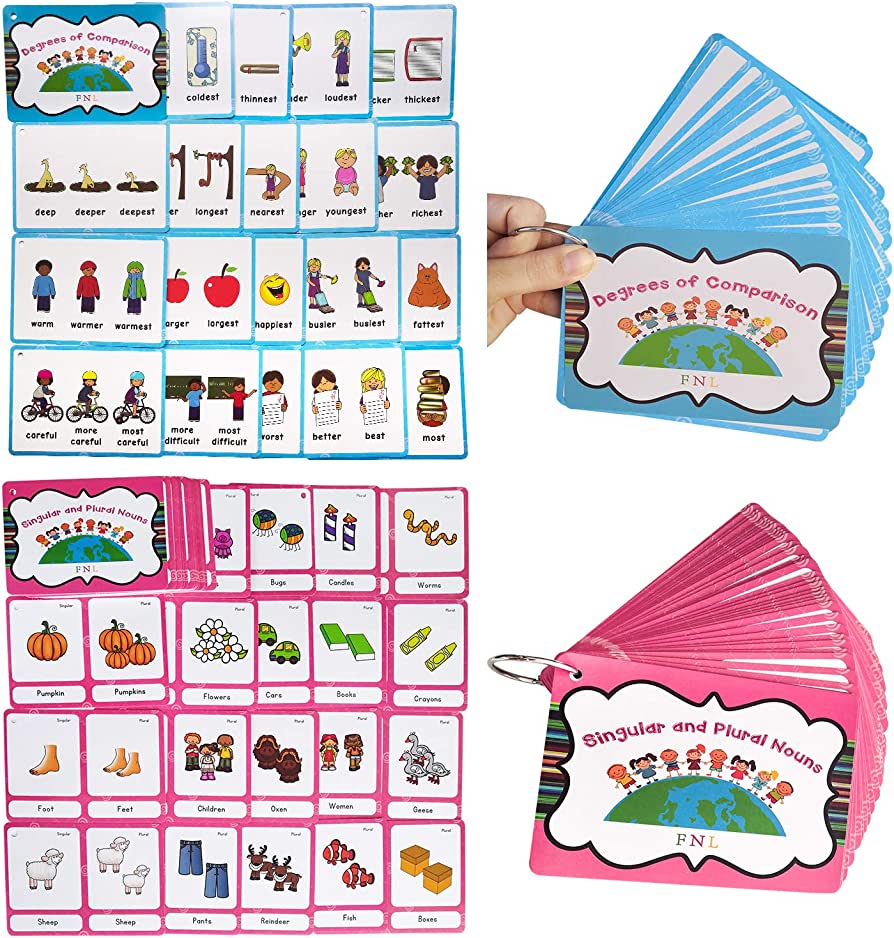 Photo 1 of 4.3 out of 5 stars 28 Reviews
Richardy Singular and Plural Nouns/Degrees of Comparison 2 Themes English Flash Cards Kids Pocket Card, Kindergarten Preschool Educational Toys, Kindergarten Supplies