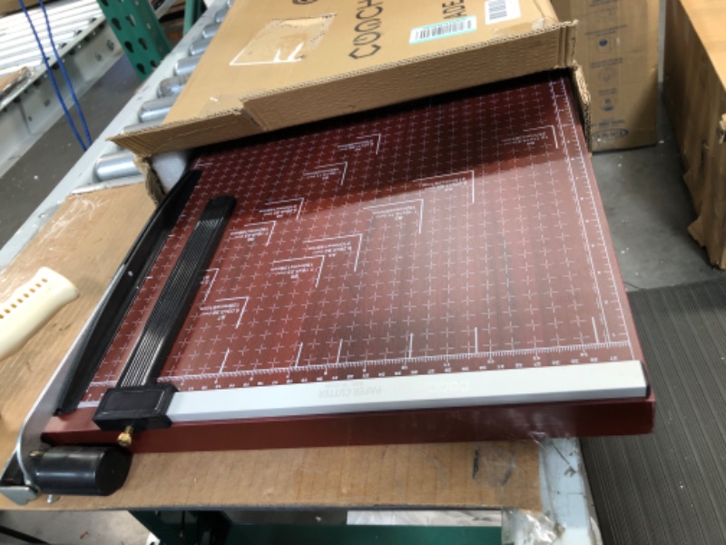 Photo 2 of Heavy Duty Guillotine Paper Cutter, A3 Large Paper Trimmer Blade Gridded Photo Guillotine Craft Machine, 18 inch Cut Length, 18.9" x 15.0" (Use for A2-A7) A3 Red