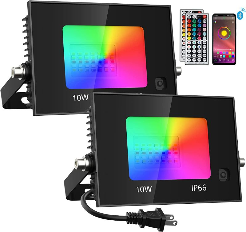 Photo 1 of **USED/SEE NOTES** iMaihom 2 Pack Bluetooth RGBW LED Flood Light