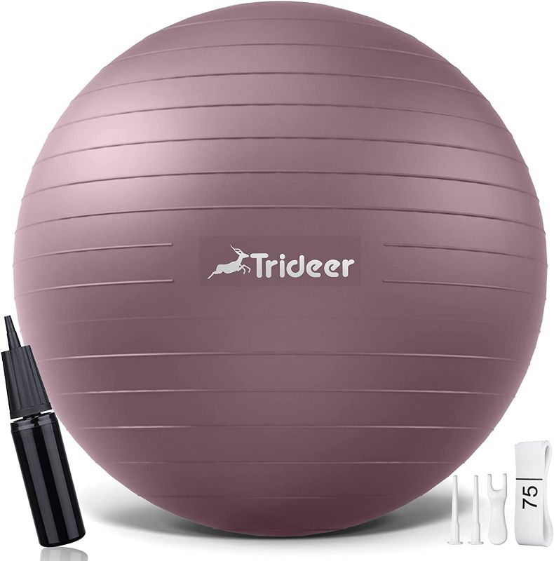 Photo 1 of **USED/SEE NOTES/BALL IS BLACK** * Trideer Yoga Ball Exercise Ball, 5 Sizes Ball Chair, Heavy Duty Swiss Ball, Quick Pump Included Black L (23-26ines / 58-65cm)