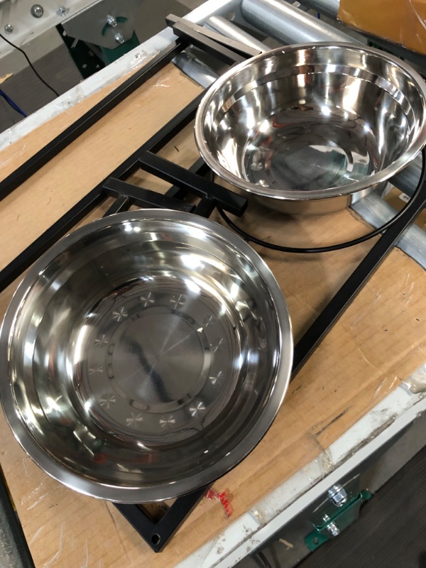 Photo 3 of **USED/SOME RUST/SEE NOTES** **ONLY ONE** FOREYY Adjustable Raised Pet Bowls - Elevated Iron Dog Cat Pet Food and Water Feeder Stand with 2 Stainless Steel Bowls and Anti Slip Feet