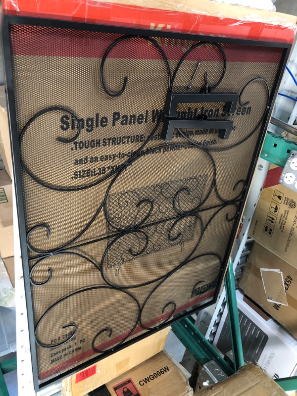 Photo 1 of **SEE NOTES** Kingson Single Panel Fireplace Screen Cover Handcrafted Solid Wrought Iron Mesh, Heat-Resistant Fire Spark Guard for Inside Fireplace-Black