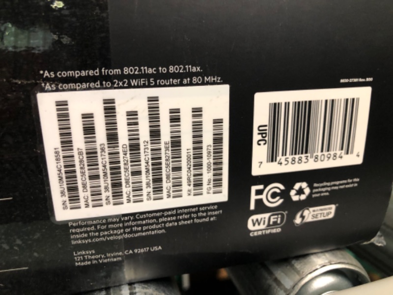 Photo 5 of *ONE MODULE DOES NOT WORK/See Notes** Linksys MX12600 Velop Intelligent Mesh WiFi 6 System: AX4200, Tri-Band Wireless Network 8,100 sq ft coverage (White, 3-Pack) 