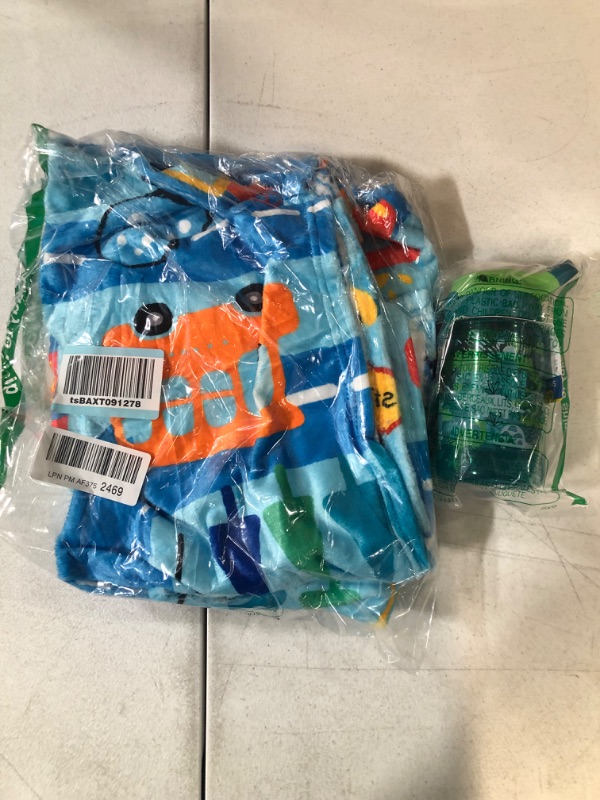 Photo 4 of [USED] Eikione Kids Blanket Fleece Trucks Throw + Dinosaur Sipping Cup