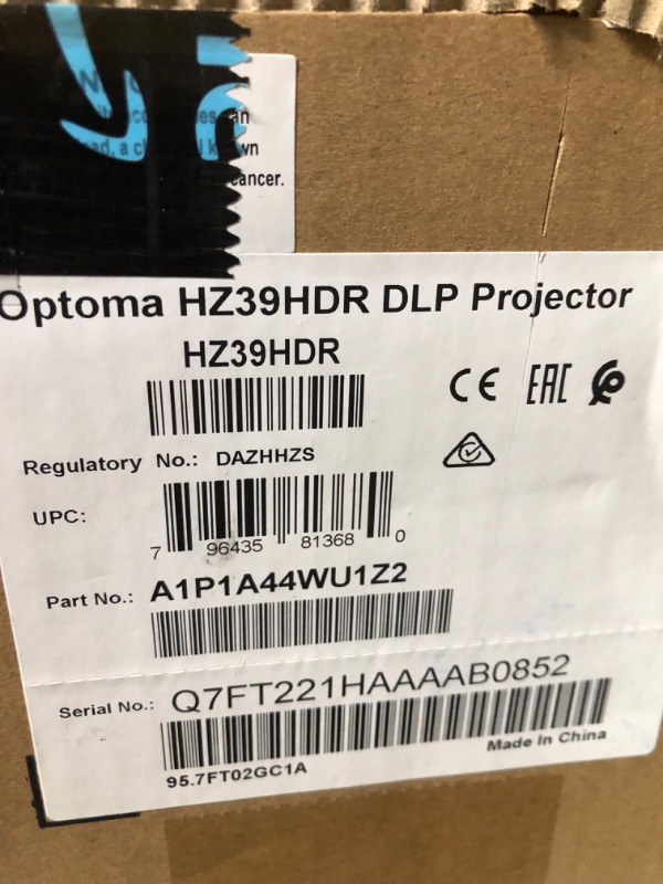 Photo 4 of See Notes 
Optoma HZ39HDR Laser Home Theater Projector 4000 lumens 32dB,White