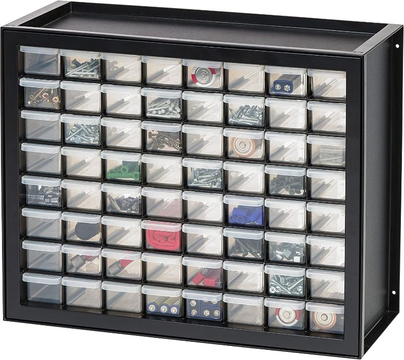 Photo 1 of **See Notes/Damaged** IRIS USA 64 Drawer Stackable Storage Cabinet 19.5-Inch W x 7-Inch D x 15.5-Inch H, Black 