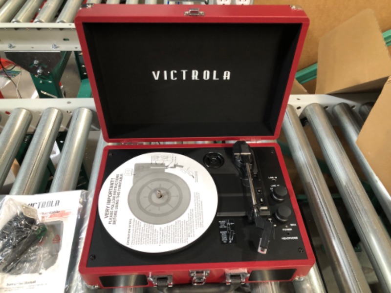 Photo 2 of See Notes Victrola Vintage 3-Speed Bluetooth Portable Suitcase Record Player with Built-in Speakers Marsala (VSC-550BT-ML)