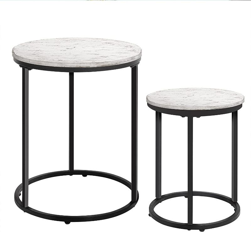 Photo 1 of **BRAND NEW** HAWOO Round Nesting Tables Set of 2 Wooden Black Side End Tables for Balcony Living Room Bedroom Small Space