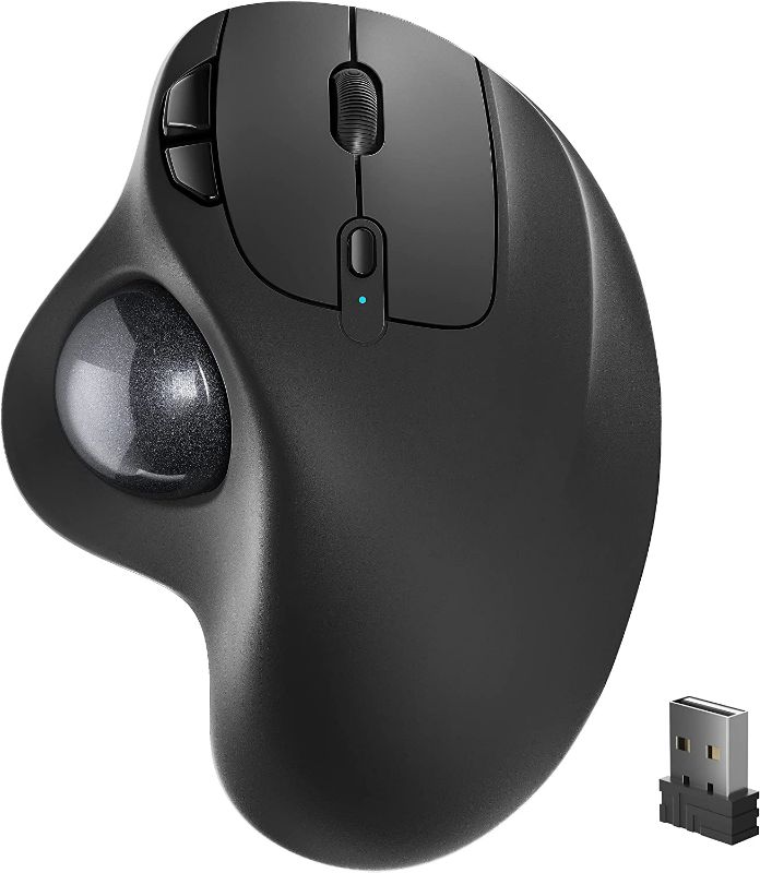 Photo 1 of Wireless Trackball Mouse, Rechargeable Ergonomic Mouse, Easy Thumb Control, Precise & Smooth Tracking, 3 Device Connection (Bluetooth or USB), Compatible for PC, Laptop, iPad, Mac, Windows, Android
