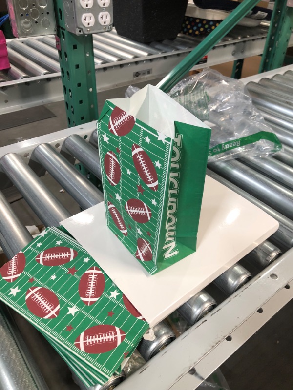 Photo 2 of Blulu 30 Packs Paper Football Field Gift Treat Bags Candy Goodies Favor Bags Printed with Letters Touchdown