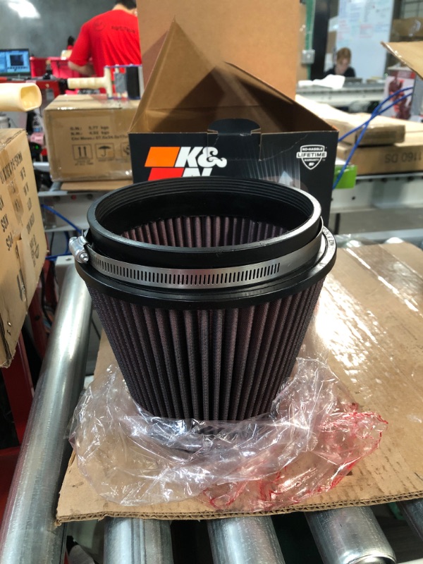 Photo 1 of K&N Universal Clamp-On Air Filter: High Performance, Premium, Replacement Engine Filter: Flange Diameter: 6", Filter Height: 6.5", Flange Length: 1", Shape: Round Tapered, RF-1042 & Air Filter Kit