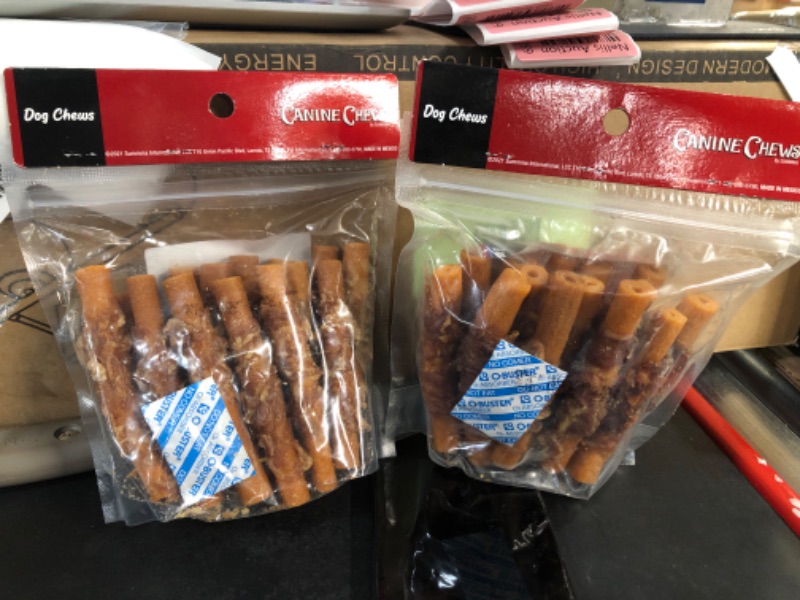 Photo 2 of 2 packsCanine Chews Hollow Stick Chicken Flavor Rawhide Free Chewy Dog Treats - Orange - 9oz