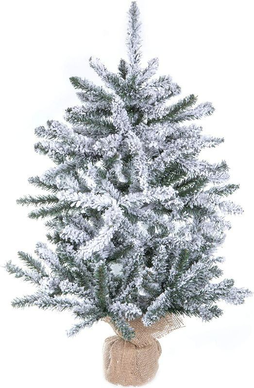 Photo 1 of **SEE NOTES**
Vickerman 30" Flocked Anoka Pine Artificial Christmas Tree, Unlit - Snow Covered Faux Tree - Seasonal Potted Indoor Home Decor