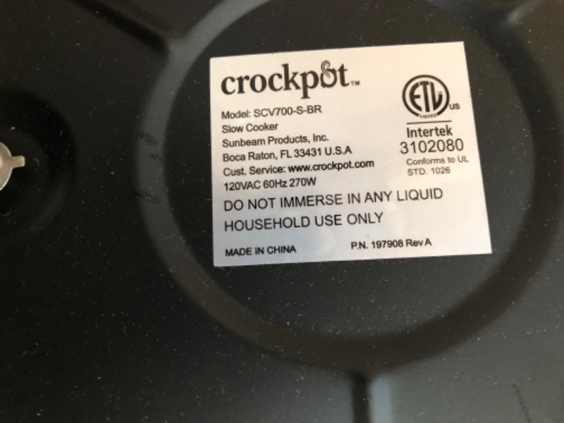 Photo 7 of **Damaged** Crock-pot Oval Manual Slow Cooker, 8 quart, Stainless Steel