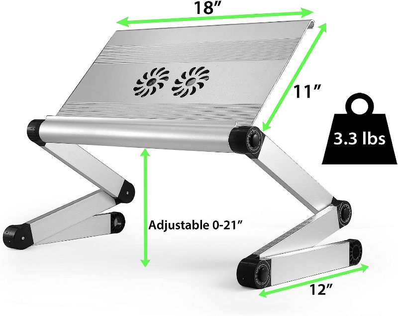 Photo 1 of WorkEZ Executive Adjustable Laptop Stand with 2 Fans 3 USB Ports, silver