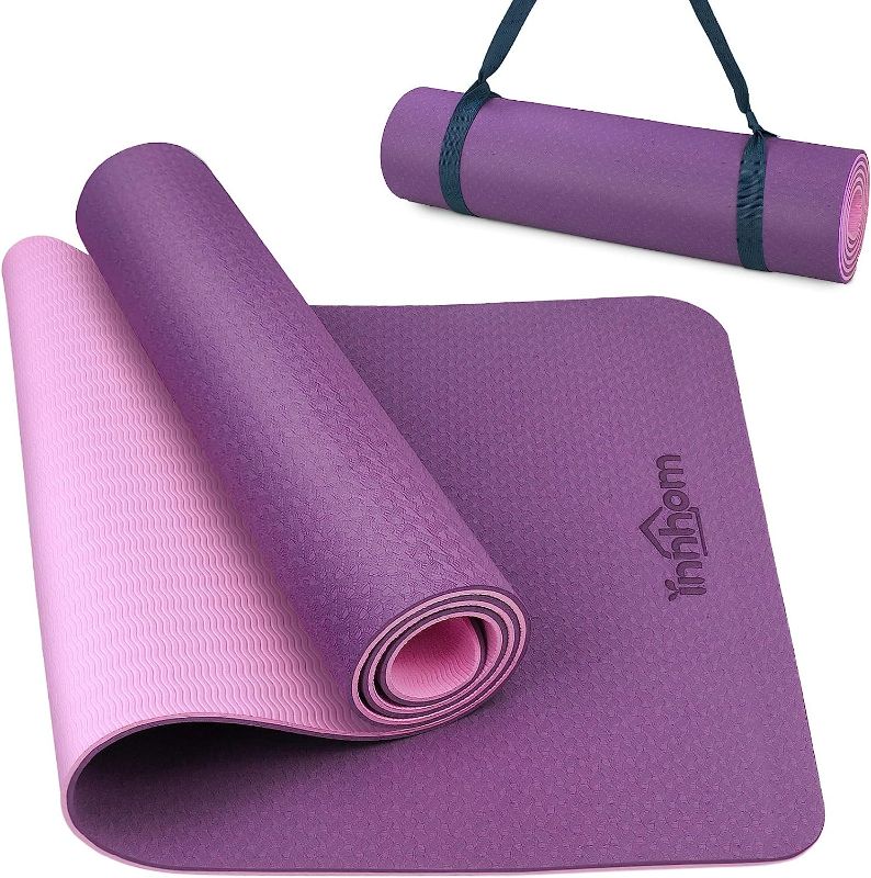 Photo 1 of  innhom 1/3 inch Thick Yoga Mat with Carrying Strap, Purple