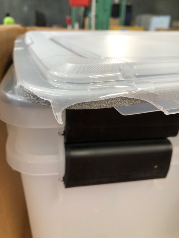 Photo 2 of *Damaged* IRIS USA 74 Quart WEATHERPRO Plastic Storage Box with Durable Lid Clear with Black Buckles, 2 Pack 