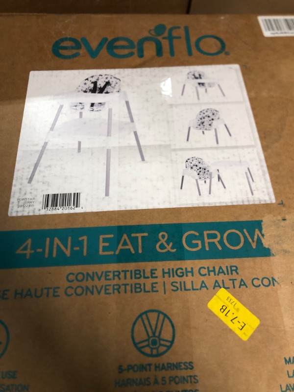 Photo 2 of Evenflo 4-in-1 Eat & Grow Convertible High Chair Pop Star Gray