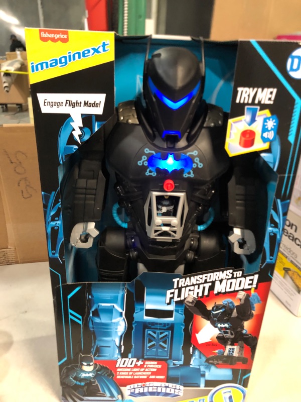 Photo 2 of Fisher-Price Imaginext DC Super Friends Batman Toy, 2 Feet Tall Robot Playset with Lights Sounds plus Batman Figure and 10 Pieces, Bat-Tech Batbot