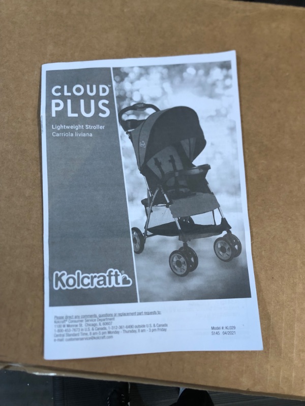 Photo 3 of *SEE NOTE* Kolcraft - Cloud Plus Lightweight Easy Fold Compact Travel Baby Stroller - Slate Grey 