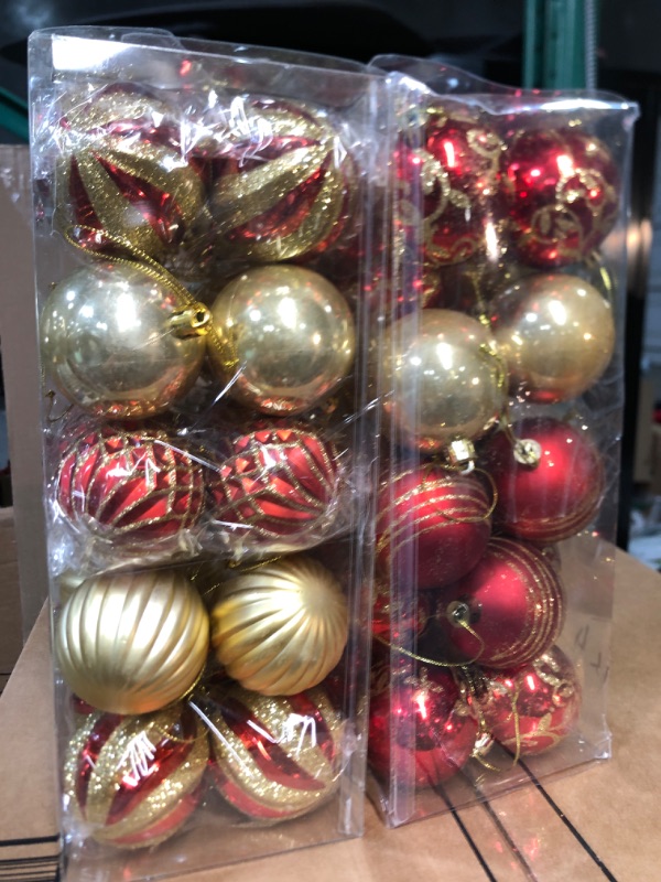 Photo 2 of Alupssuc 30pcs Christmas Balls Ornaments Set, Shatterproof Decorative Red & Gold 2.36-Inch