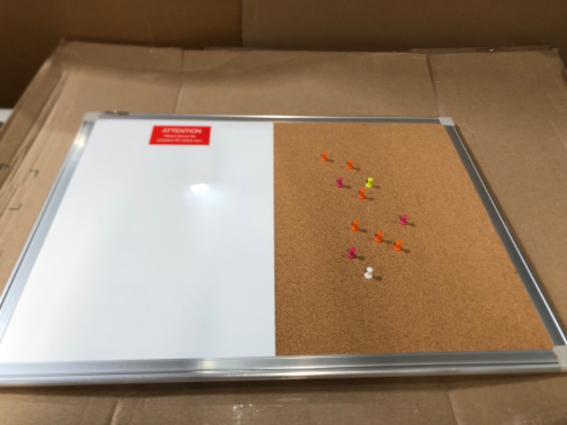 Photo 2 of Combination Whiteboard Bulletin Board Set - 24 x 18" Dry Erase/Cork Board 