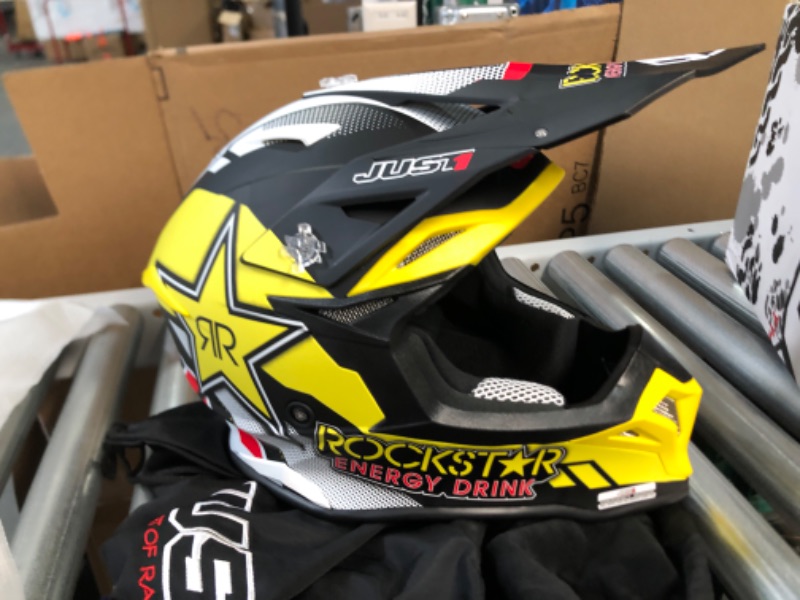 Photo 3 of JUST 1 J39 Reactor Thermoplastic Resin External Shell MX Off-Road Motocross Motorcycle Helmet (Reactor Rockstar Energy, Large) Reactor Rockstar Energy Large