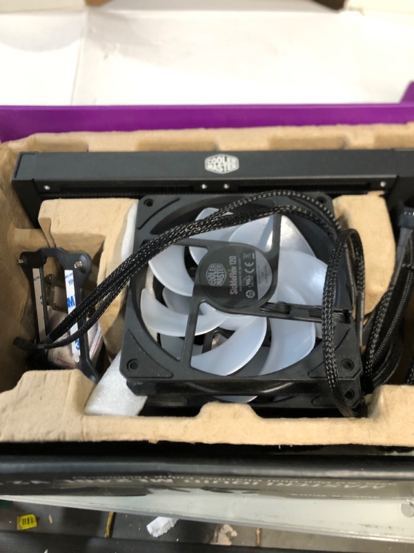 Photo 3 of CoolerMaster MasterLiquid ML240L RGB V2, Close-Loop AIO CPU Liquid Cooler, 3rd Gen Dual Chamber Pump, 240 Rad, SickleFlow 120mm PWM, RGB Lighting for AMD Ryzen AM5/AM4/Intel LGA1700*/1200/115X 240mm Radiator ML240L RGB V2