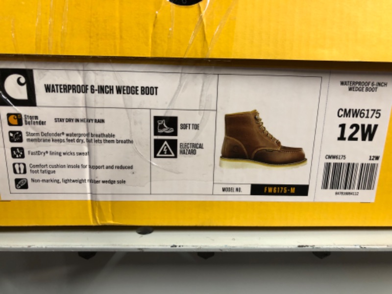 Photo 3 of *BRAND NEW* Carhartt Men's 6 Inch Waterproof Wedge Soft Toe Work Boot 12 Wide Tan