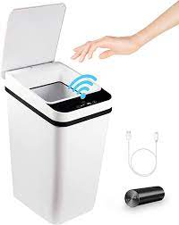 Photo 2 of  Touchless Bathroom Trash Can with Lid, 2.5 Gallon Slim Smart Garbage Can, 