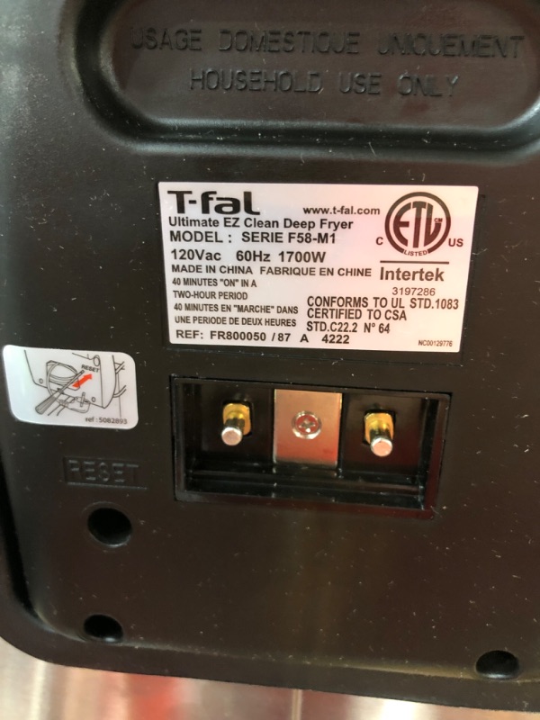 Photo 4 of *USED* T-fal Deep Fryer with Basket, Stainless Steel, Easy to Clean Deep Fryer, Oil Filtration, 2.6-Pound, Silver, Model FR8000 