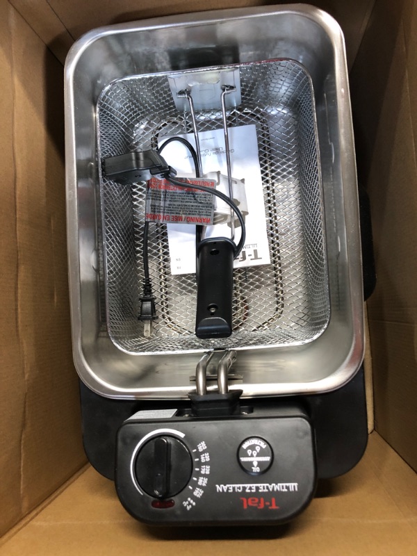 Photo 3 of *USED* T-fal Deep Fryer with Basket, Stainless Steel, Easy to Clean Deep Fryer, Oil Filtration, 2.6-Pound, Silver, Model FR8000 