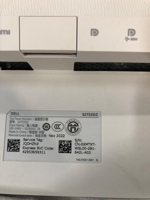 Photo 4 of Dell S2722DZ 27 inch Work From Home Monitor, Video Conferencing Features - Built-In Camera, Noise-Cancelling Dual Microphones, USB-C connectivity, 16:09 Aspect Ratio, 4ms Response Time, QHD - Silver 27 Inches S2722DZ884116404040
