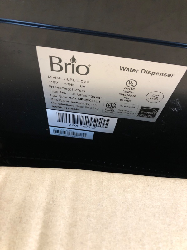 Photo 2 of *USED* Brio Bottom Loading Water Cooler Water Dispenser – Essential Series - 3 Temperature Settings - Hot, Cold & Cool Water - UL/Energy Star Approved