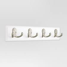 Photo 3 of * MISSING HARDWARE * Thresholdâ"¢ Hook Rail with Double Prong Robe Hooks - White/Satin Nickel