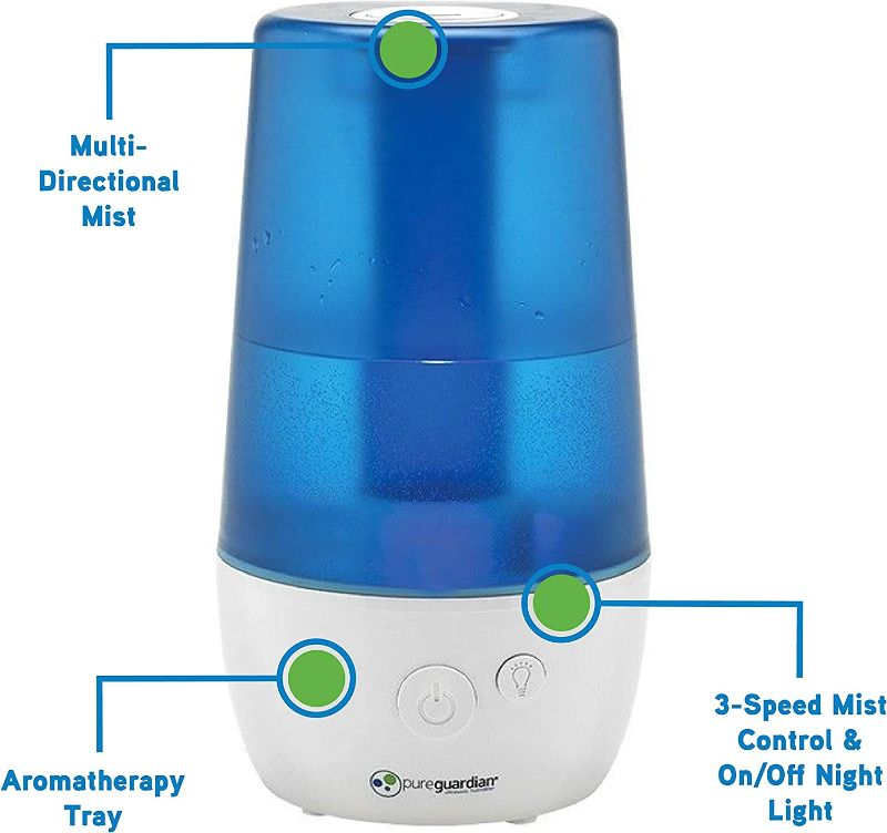 Photo 1 of **USED** Pure Guardian H965AR Ultrasonic Cool Mist Humidifier, 70 Hrs. Run Time, 1 Gal. Tank Capacity, 320 Sq. Ft. Coverage