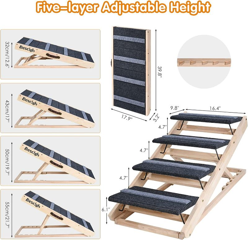 Photo 4 of (READ NOTES) Dog Ramp 2-in-1 Pet Ramp, Wooden Folding Up to 250Lbs, 11" to 22" Height Adjustable 