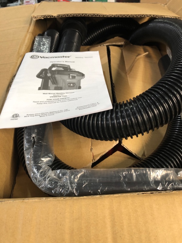 Photo 2 of Vacmaster VWMB508 1101 5 Gallon Wall-Mount Wet/Dry Vacuum with Remote Control Operation Red