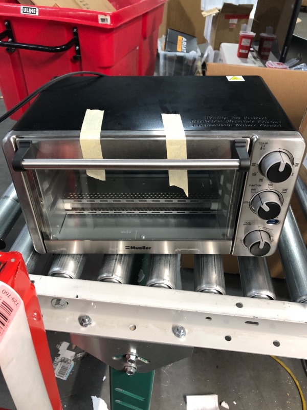 Photo 4 of * NONFUNCTIONAL UNIT * Toaster Oven 4 Slice, Multi-function Stainless Steel Finish with Timer - Toast - Bake - Broil Settings, Natural Convection - 1100 Watts of Power, Includes Baking Pan and Rack by Mueller