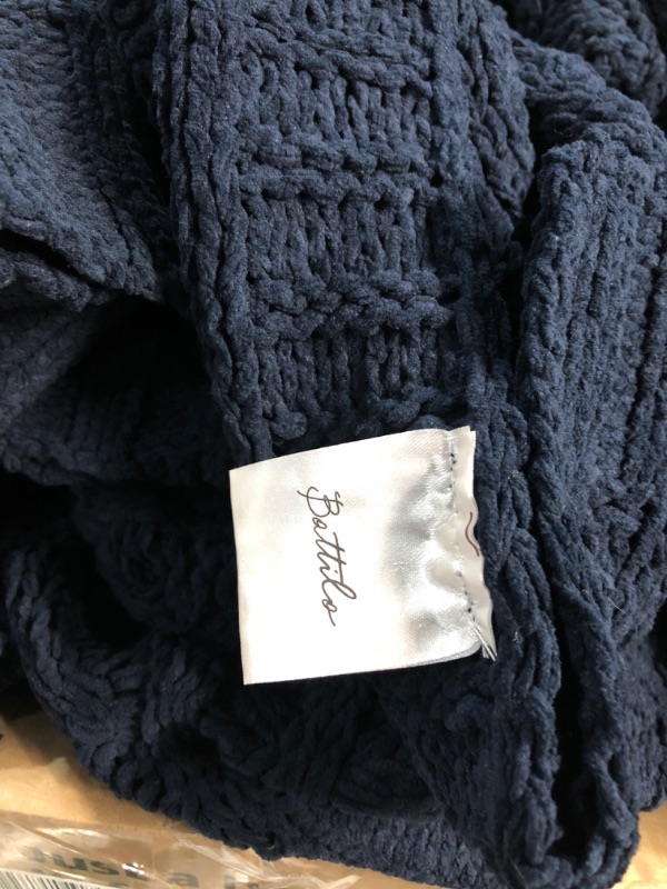 Photo 2 of * USED * Battilo Navy Blue Throw Blanket for Couch, Bed, 51"x67", Cable Knit Throw Blanket, Woven Chenille Throw Blankets, Cozy, Super Soft Fall Warm Breathable Blanket, Decorative Textured Throw Blanket