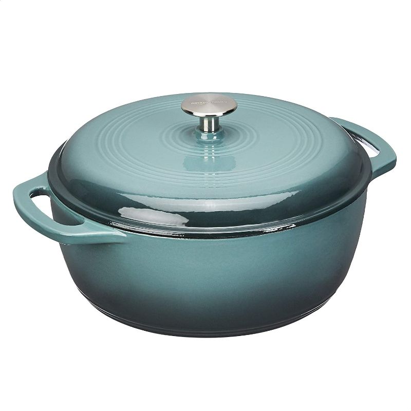 Photo 1 of Amazon Basics Enameled Cast Iron Covered Dutch Oven, 6-Quart, Grey