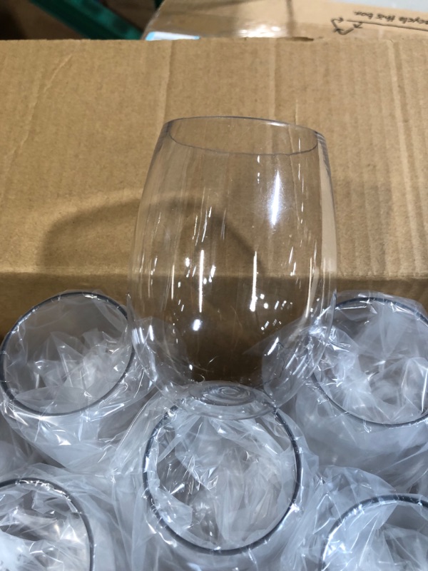 Photo 2 of 36 piece Stemless Unbreakable Crystal Clear Plastic Wine Glasses Set of 36 (12 Ounces)