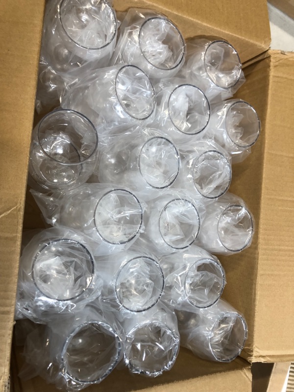 Photo 3 of 36 piece Stemless Unbreakable Crystal Clear Plastic Wine Glasses Set of 36 (12 Ounces)