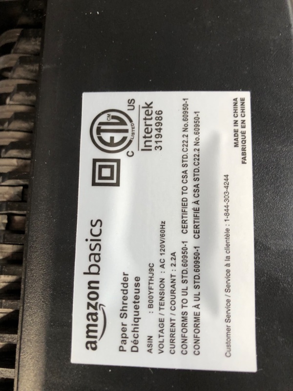 Photo 2 of Amazon Basics 8-Sheet Cross Cut Paper Shredder and Credit Card Shredder with 4.1 Gallon Bin 8 Sheet Shredder