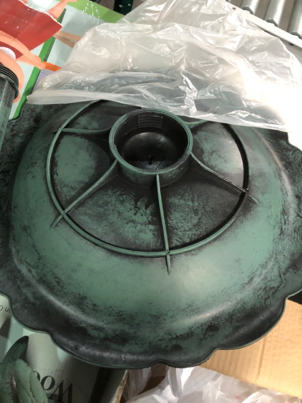 Photo 1 of Alpine Corporation TEC114 Antique Flower Birdbath, 20" L x 20" W x 31" H, Green