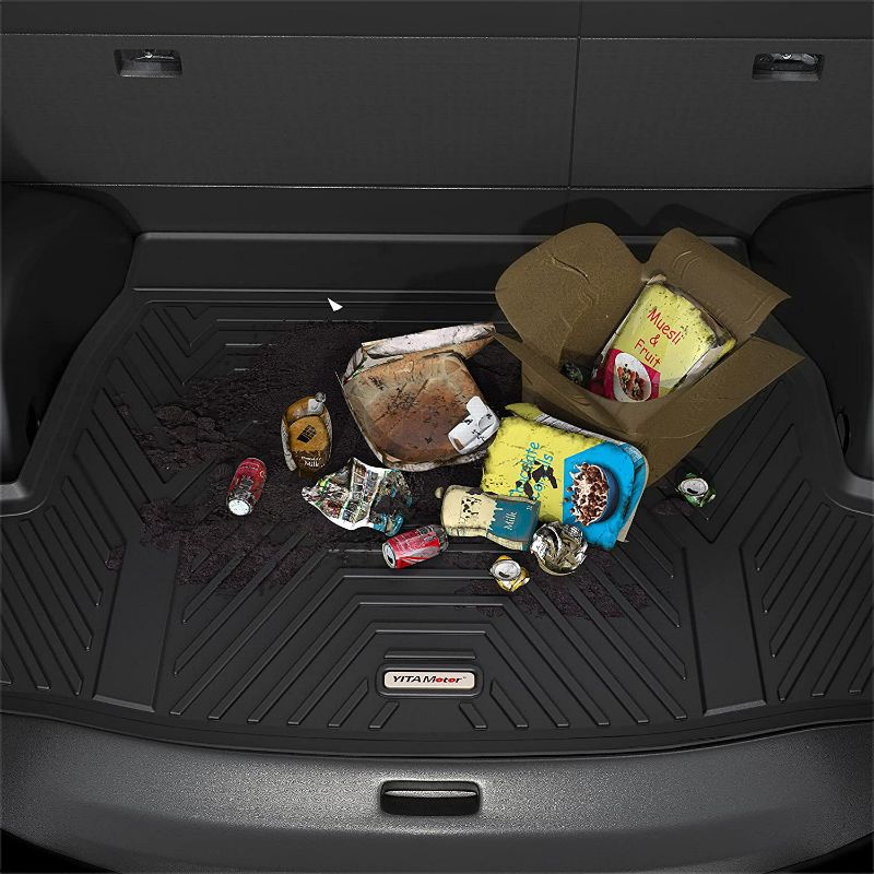 Photo 2 of YITAMOTOR Cargo Mats Compatible with 2020-2023 Tesla Model Y, Cargo Liner Custom Fit Black TPE Trunk Liner