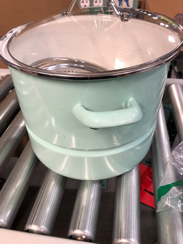 Photo 2 of **USED**SMALL DENTS ON LID** USEABLE**SEE PICTURES **Kenmore Broadway Steamer Stock Pot with Insert and Lid, 16-Quart, Glacier Blue