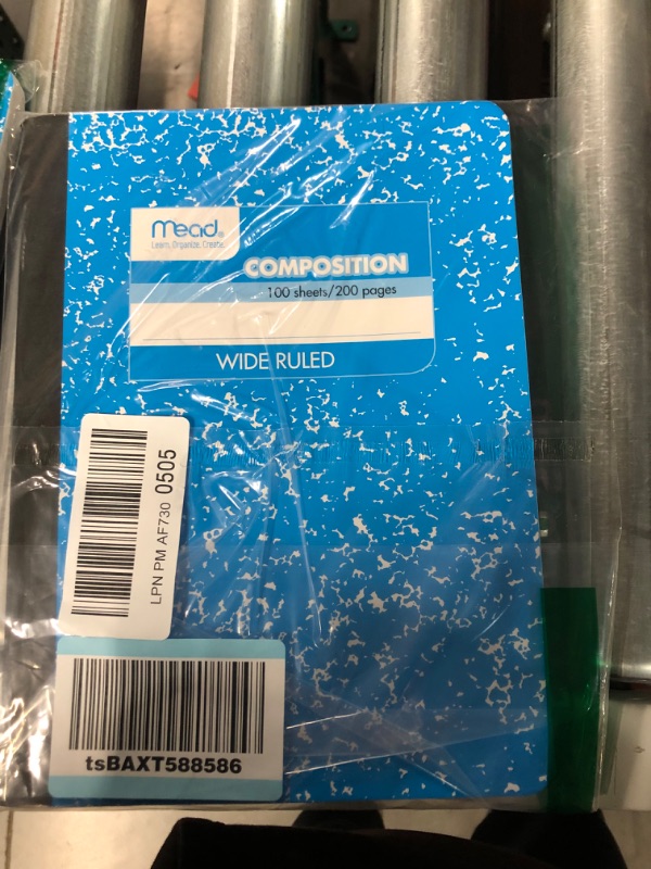 Photo 2 of Mead Composition Notebook, Wide Ruled Paper, 9-3/4" x 7-1/2", 100 Sheets, Blue Marble ( 2 PACK)